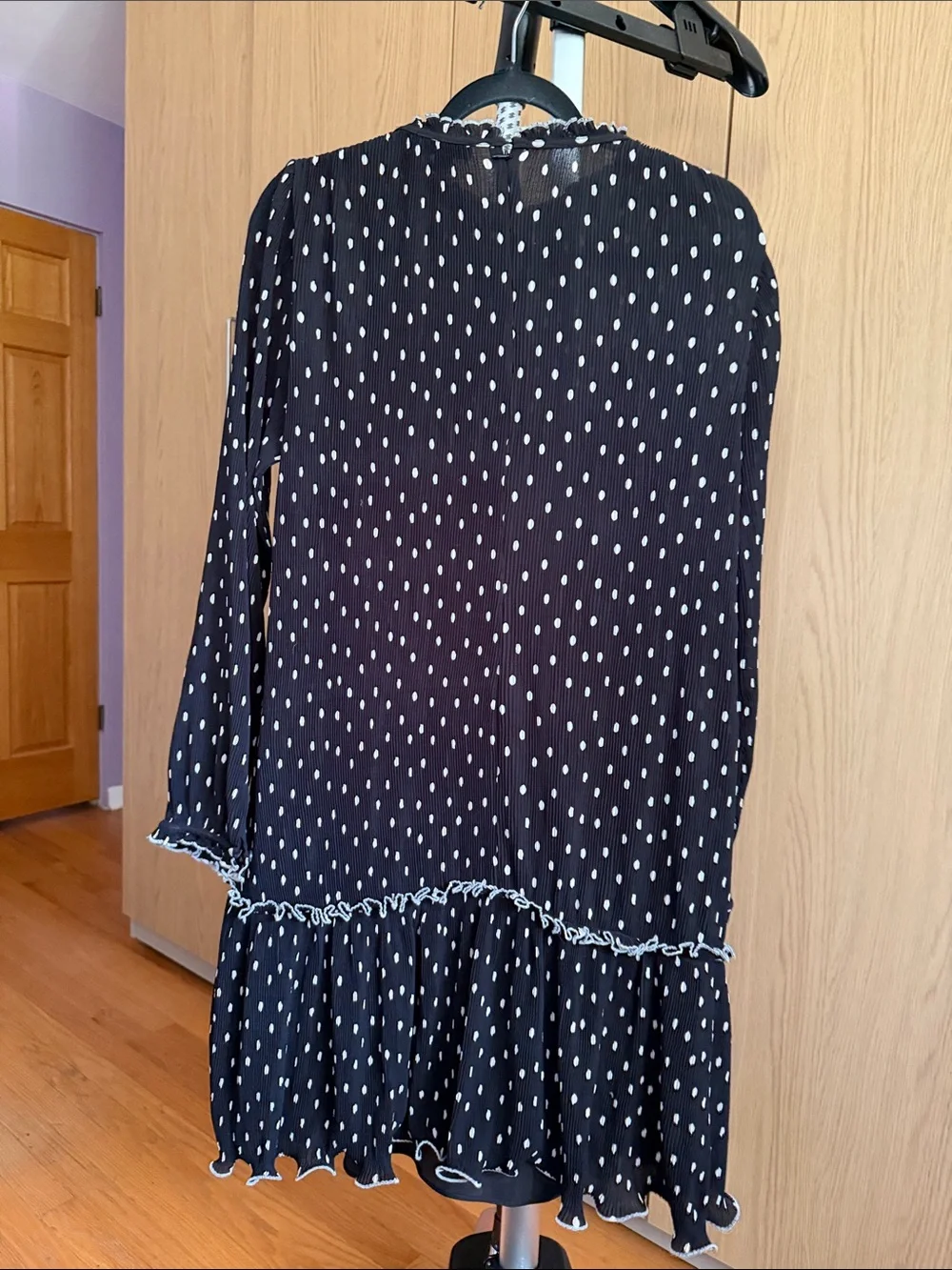 J. Crew Black Dress with White Dot Print